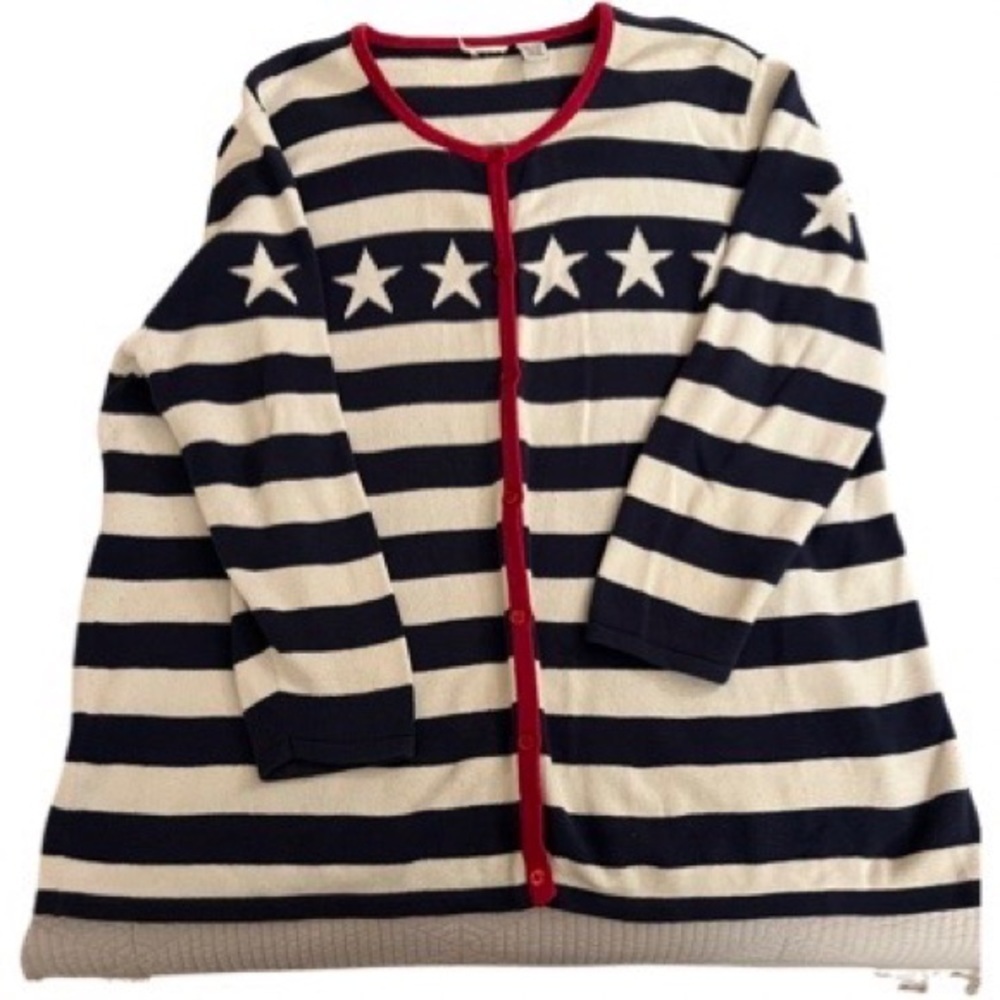Cute Red, White & Blue Cardigan Sweater